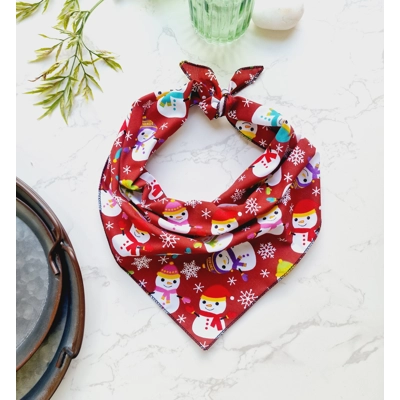 Snowflake Snowman Red Christmas Bandana