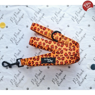 Spiced Honey Leopard Dog Lead - Reversible