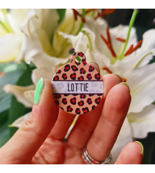 Spiced Honey Leopard Custom ID Dog Tag - NEW STYLE