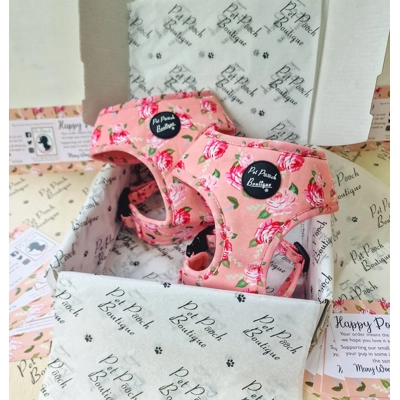 Sunday Rose Floral Dog Harness - optional flower/bow tie .. Sunday Rose Floral Dog Harness - optional flower/bow tie ..