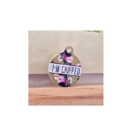 Vintage Yellow Buttercup Peonies Custom ID Dog Tag - NEW STYLE