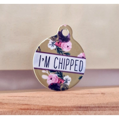 Vintage Yellow Buttercup Peonies Custom ID Dog Tag - NEW S.. Vintage Yellow Buttercup Peonies Custom ID Dog Tag - NEW S..
