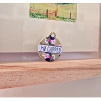 Vintage Yellow Buttercup Peonies Custom ID Dog Tag - NEW STYLE