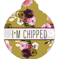 Vintage Yellow Buttercup Peonies Custom ID Dog Tag - NEW STYLE