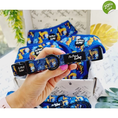 Wild Spirit Aqua Blue Leopard Dog Collar