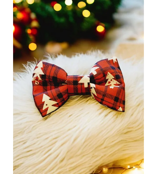 Winter Wonderland Plaid Christmas Dog Bow Tie