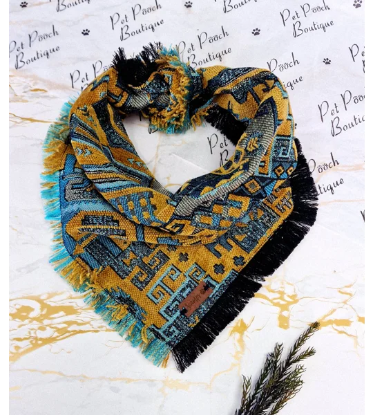 Frayed Yellow Copper Wolf Bandana - Scamps