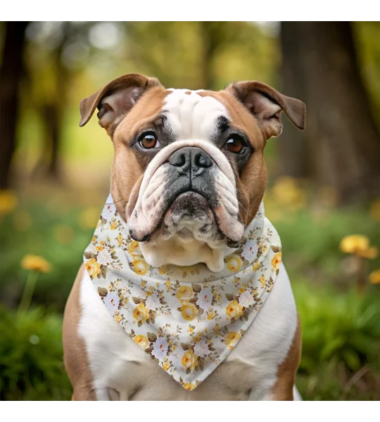 Yellow Pepper Pot Roses Dog Bandana