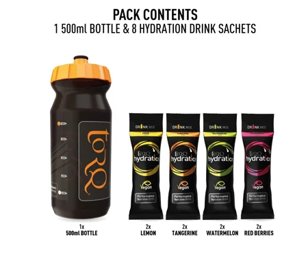 Torq HYDRATION 500ml Bottle & 8 Mixed Sachets