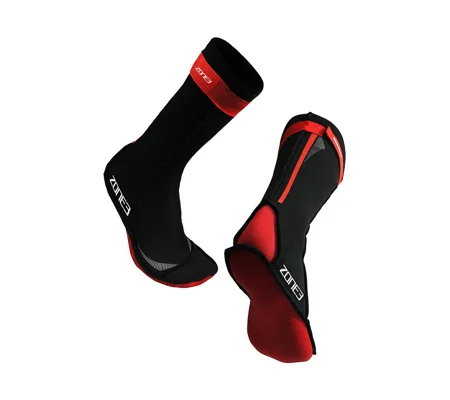 Zone3 Neoprene Swim Socks - Black/Red