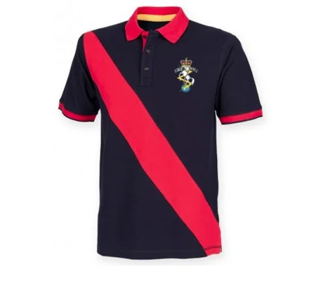 Reme Hockey Mens Diagonal Stripe Polo - Navy/Red