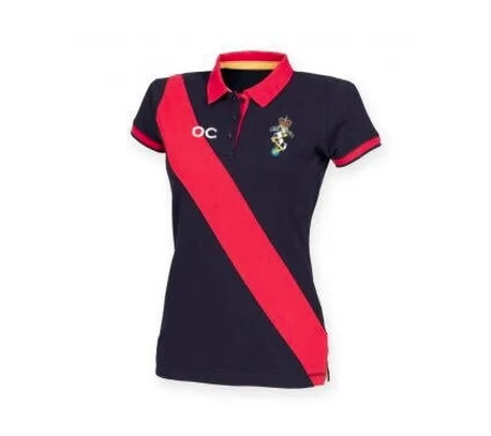 Reme Hockey Womens Diagonal Stripe Polo - Navy/Red