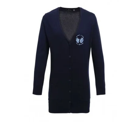 Hanham Toddlers Ladies Long Line V Neck Cardigan - Navy