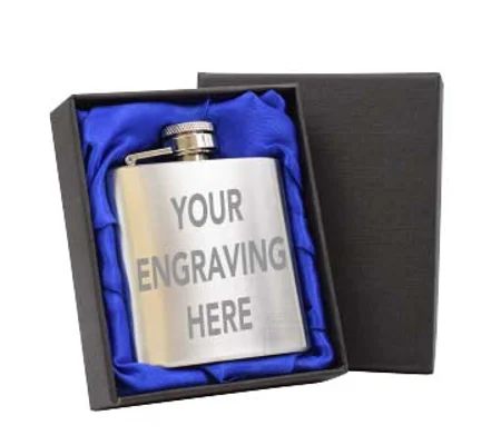 Engravable 3oz Hip Flask With Gift Box - 2 Colours