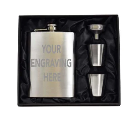 Engravable 8oz Hip Flask Gift Set