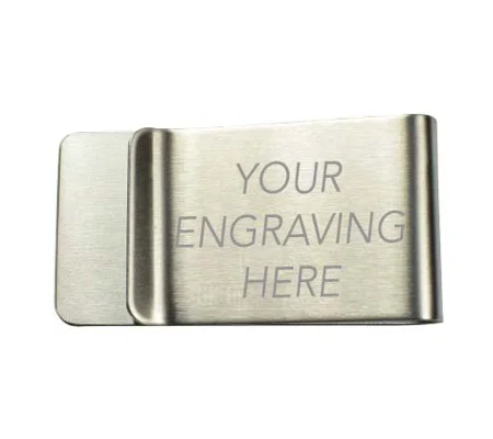 Engravable Brushed Steel Money Clip