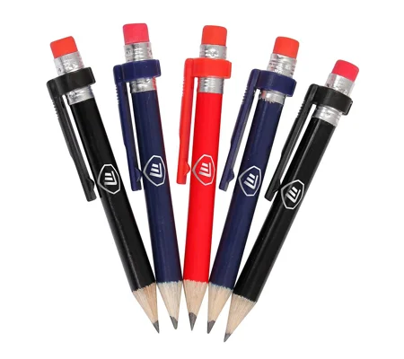 Masters Wood Pencils with Clip & Eraser X 5