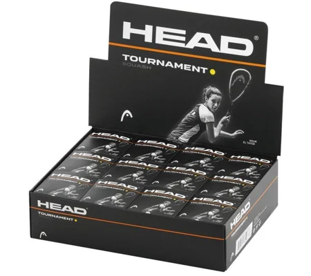 Head Tournament Squash Balls - Single Yellow Dot - Box of 12