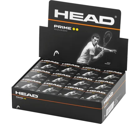 Head Prime Squash Balls - Double Yellow Dot - Box of 12