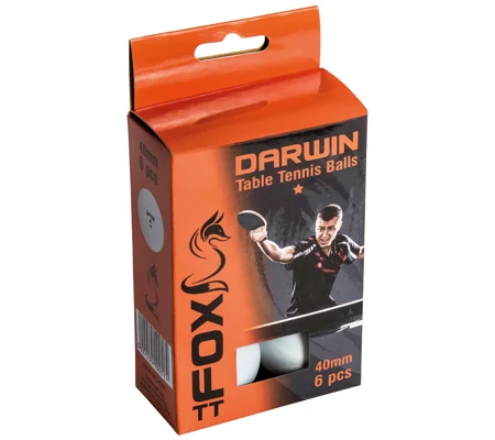 Fox TT Darwin 1 Star Table Tennis Balls (Pack of 6)