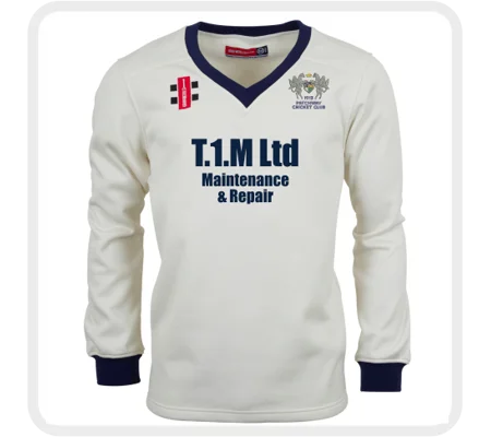 Patchway CC Gray Nicolls Performance Sweater - Ivory/Navy Trim