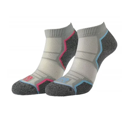 1000 MILE LADIES RUN ANKLET REPREVE SOCK- 2 PACK SILVER/GREY