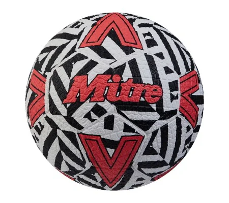 MITRE STREET SOCCER FOOTBALL WHITE /BLK / RED - SIZE 5