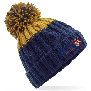 QEH Bobble Hat - Navy/Mustard