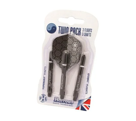HARROWS TWIN PACK STEMS + FLIGHTS BLACK - MEDIUM