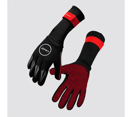 Zone3 Neoprene Swim Gloves - Black/Red