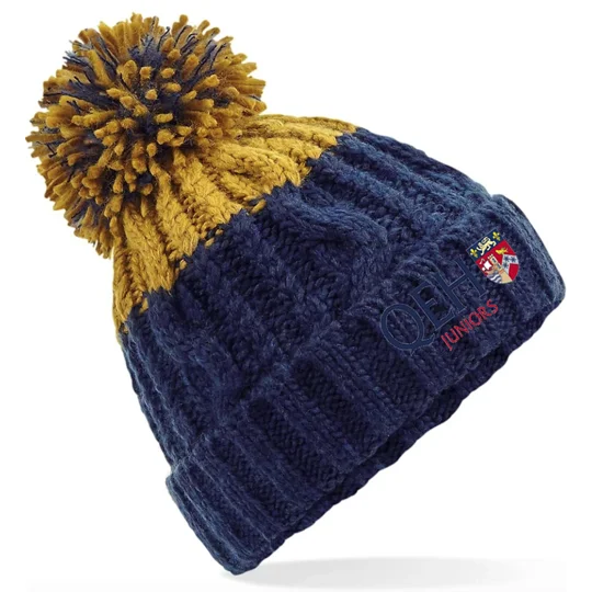 QEH Bobble Hat - Navy/Mustard