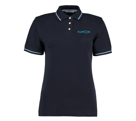 Kumon Contrast Polo Shirt Ladies - Navy/White