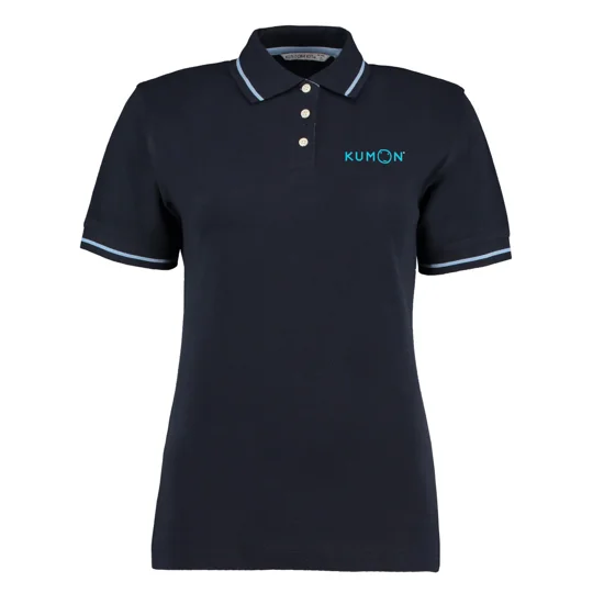 Kumon Contrast Polo Shirt Ladies - Navy/White