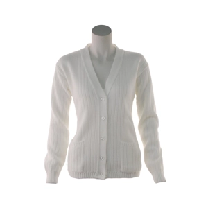 Ladies Ribbed Cardigan - White