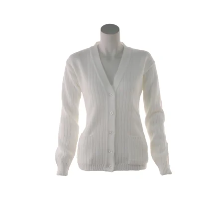 Ladies Ribbed Cardigan - White