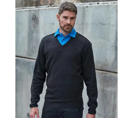 1ST ATTENDANCE V NECK SWEATER - BLACK - RX200