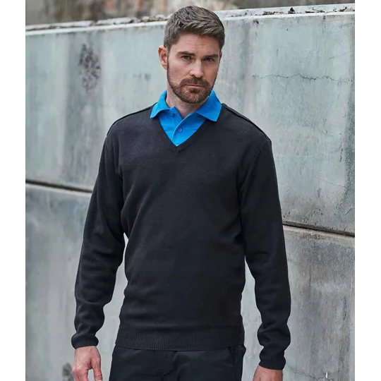 1ST ATTENDANCE V NECK SWEATER - BLACK - RX200