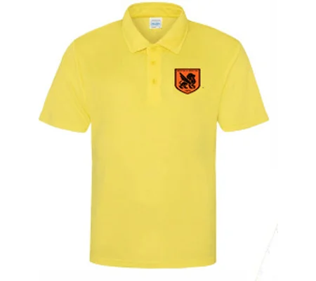 BW-HC Mens Umpire Performance Polo Shirt Black Logo - Sun Yellow