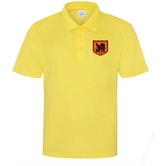 BW-HC Mens Umpire Performance Polo Shirt Black Logo - Sun Yellow