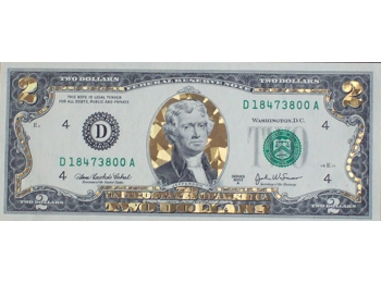 Quà tặng độc đáo: tiền may mắn 2 USD / 2 đô mạ vàng 3D vàng 24K nguyên chất