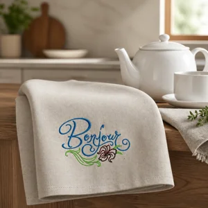 'Bonjour' tea towel