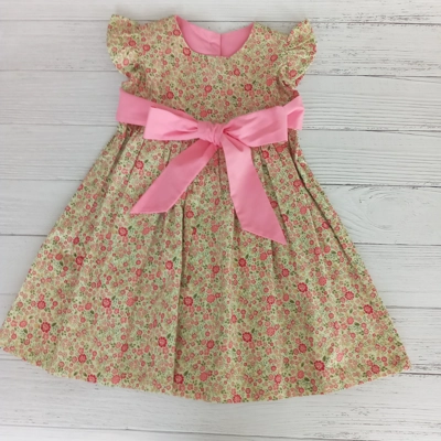 Green floral handmade cotton dress Green floral handmade cotton dress