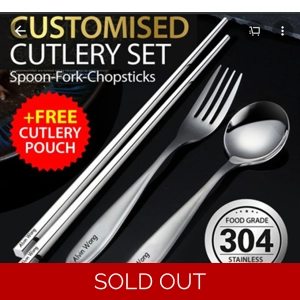 Laser Engraved Customised Stainless Steel Cutlery Set