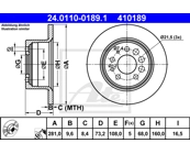 Rear brake disks 240 ATE Brand