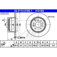 Rear brake disks 240 ATE Brand