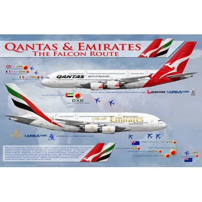 Qantas & Emirates Partnership Airbus A380 "The Falcon Route"