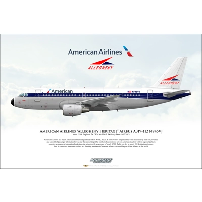 American Airlines "Allegheny Heritage" Airbus A319-112 N745VJ American Airlines "Allegheny Heritage" Airbus A319-112 N745VJ