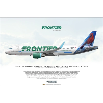 Frontier Airlines "Orville The Red Cardinal" Airbus A320-214SL N228FR Frontier Airlines "Orville The Red Cardinal" Airbus A320-214SL N228FR