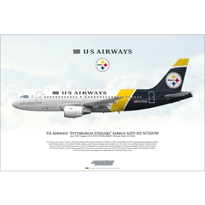 US Airways "Pittsburgh Steelers" Airbus A319-112 N733UW