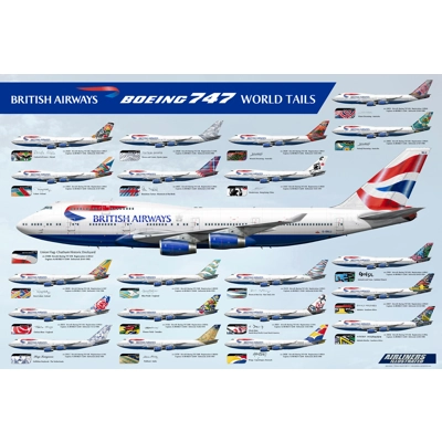 British Airways World Tails Boeing 747 Fleet on Skyscape British Airways World Tails Boeing 747 Fleet on Skyscape